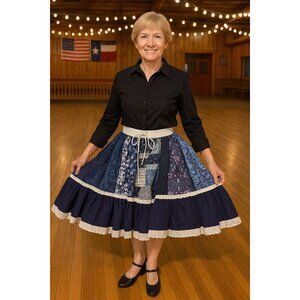 Fun and Fancy Originals Square Dance Skirt Belted Front Two Step Professional